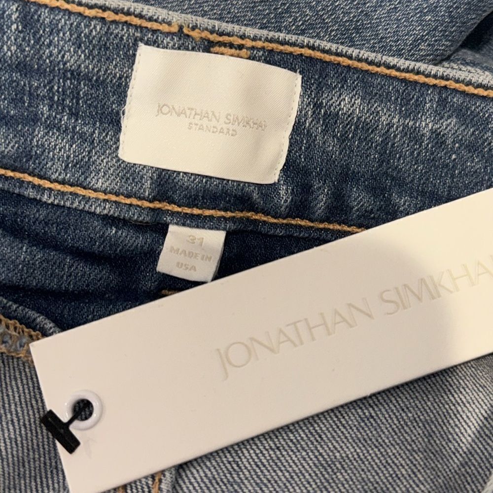 NWT Jonathan SIMKHAI Amelia Straight Leg Denim Jeans Size 31 Embellished - Picture 12 of 15
